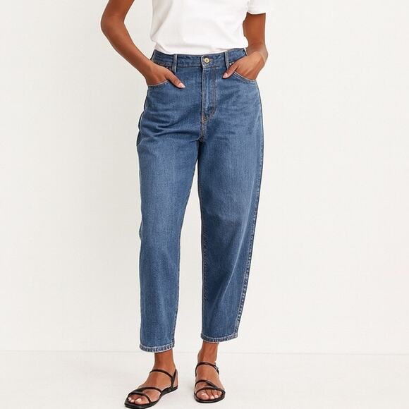 J Crew Peggy Barrel Leg High Rise Tapered Jeans Authentic Blue Wash - Picture 1 of 10